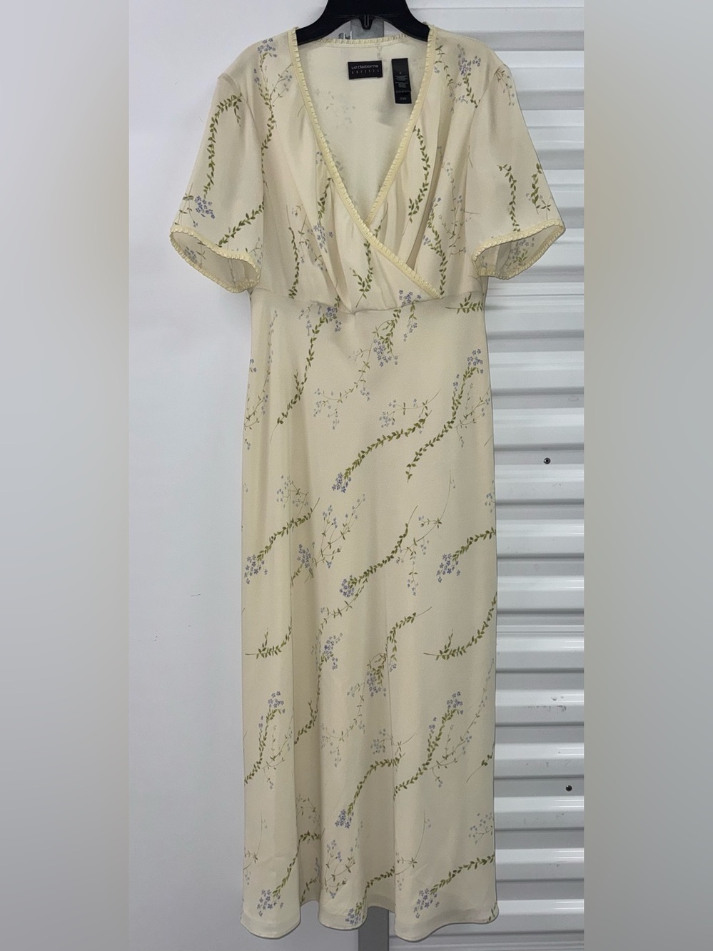 90s Liz Claiborne vintage midi cream floral dress cottagecore size 8